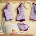 thumbnail image 3 of TOWN & COUNTRY PLAY 4-Piece Striped Reversible Terry Brights Washcloth Set, 13"x13", 100% BCI Cotton, Plush & Absorbent 550GSM, Grape Purple, 3 of 8