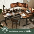 thumbnail image 3 of FEZIBO 63" L Shaped Standing Desk with LED Strip, Electric Triple Motor Sit Stand up Corner Desk Height Adjustable with Monitor Stand & Shelves, 2 Drawers, Ergonomic Home Office Desk, Black Walnut, 3 of 8