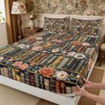 thumbnail image 3 of Manfei Floral Books Fitted Sheet Queen 3-Piece,Spring Garden Bedding,1 Fitted Sheet and 2 Pillowcases, 3 of 6