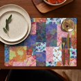 thumbnail image 5 of Colorful Pioneer Flower Patchwork Summer Placemats Table Placemats Set Of 4-Linen Kitchen Washable Placemats Table Mats 11.8"x17.7" Non-Slip Heat Resistant, 5 of 6