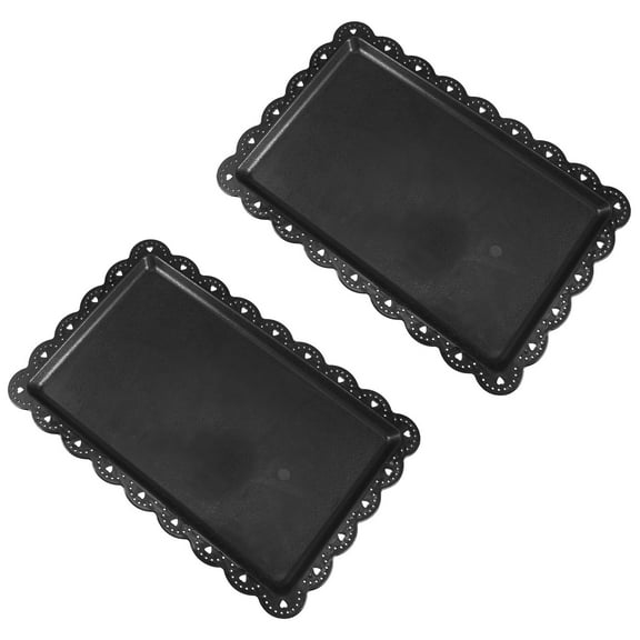 MLINS 2 Pcs Rectangle Serving Platter Tray Trays for Food Plates Black