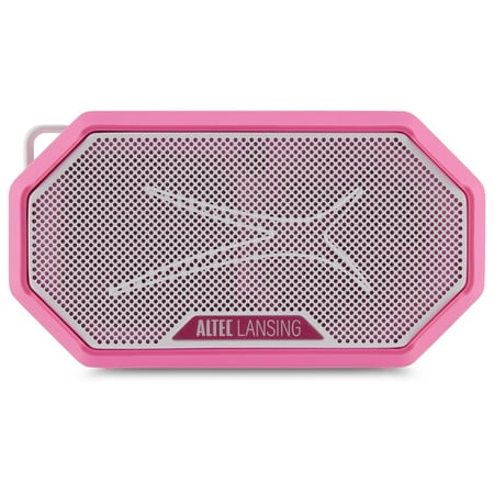 Altec Lansing HydraMini 2.0 EverythingProof Bluetooth Speaker, Waterproof IP67, Floats, 12-Hour Playtime, Built-In Magnet, Carabiner & Mount, Baby-Pink