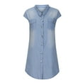 thumbnail image 3 of Patlollav Womens Casual V-Neck Solid Dresses Summer Sleeveless Pullover Denim Dress, 3 of 6