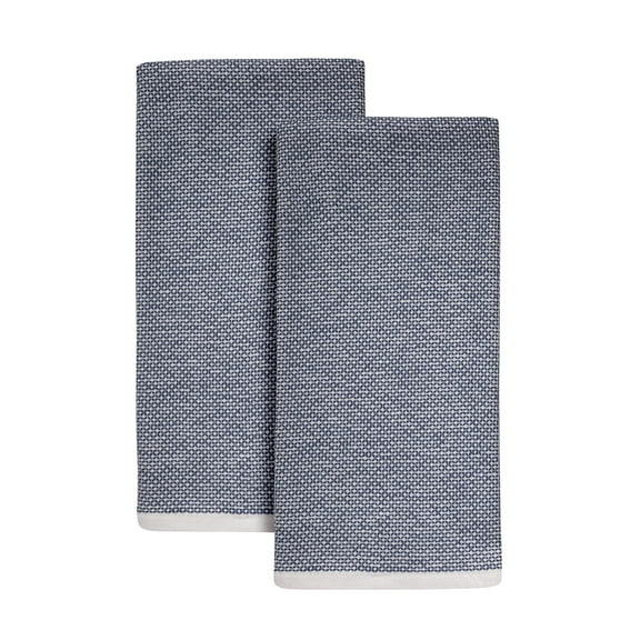 Better Homes & Gardens 2 Piece Flat Woven Kitchen Towel, Washed Indigo