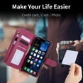 thumbnail image 2 of ELEHOLD Case for iPhone 16 Pro Max, Heavy Duty Crossbody Leather Flip Wallet Case with Card Holder & Wrist Strap,Pink, 2 of 9