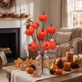 thumbnail image 5 of Lilixerw Halloween Pumpkin Pick Stem Decoration, Multi‑Head Artificial Pumpkin Spray In Solid Bright Orange Tone, for Vase, Centerpiece and Floral Arrangement, 13.38x7.87 inch, 5 of 7