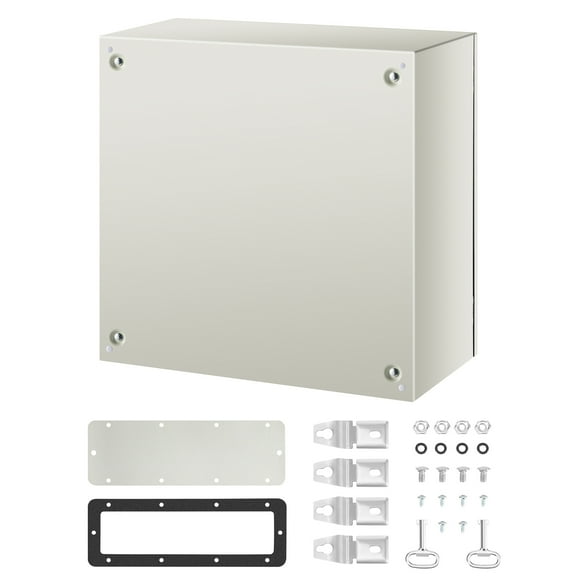 KFFKFF NEMA Metal Enclosure, 24x24x12'', IP66 Rated for Water & Dust Resistance, Ideal for Outdoor & Indoor Applications, Comes with a Mounting Plate