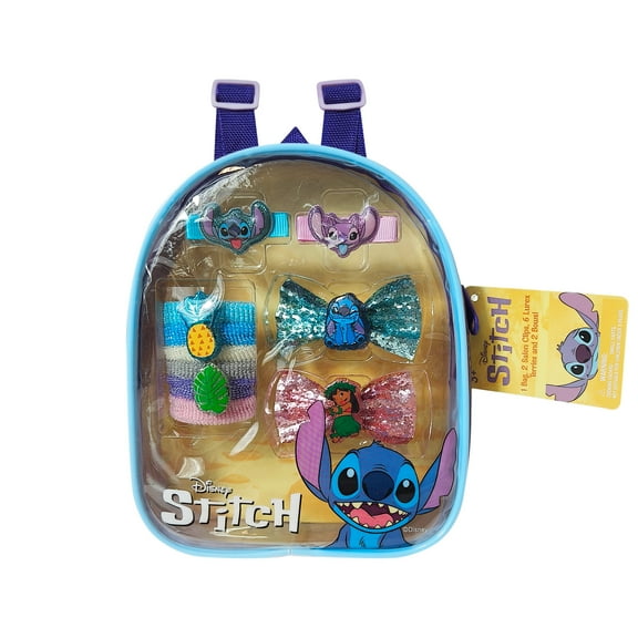 Lilo & Stitch 15pc Accessories Mini Backpack with Bows, Elastics, and Clips