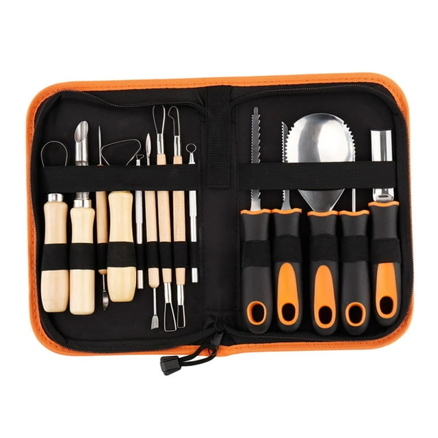 veasfak Complete Halloween Pumpkin Carving Set - Professional Grade Tools for Adults and 14pcs with bag