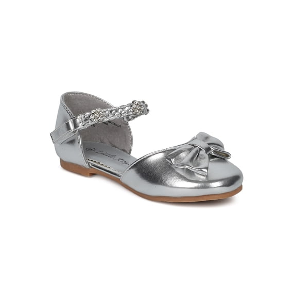 New Women Little Angel Britt-946D Bow Tie Rhinestone Ankle Strap dOrsay Flat