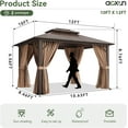 thumbnail image 4 of Aoxun Pavillon à Toit Rigide 10 Pi x 12 Pi, Pavillon à Double Toit en Polycarbonate avec Cadre en Aluminium, avec Rideau et Moustiquaire, Brun, 4 of 8