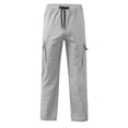 thumbnail image 4 of Men's Cargo Pants Straight Leg Casual Work Multi Pocket Utility Pants Light Gray XL, 4 of 6