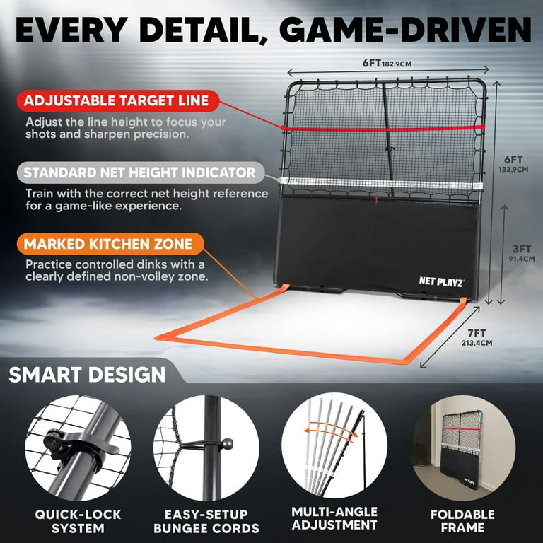 Pickleball Rebounder Net – 6ft Adjustable Angle Training Aid For Solo Practice, Dinks & Volleys