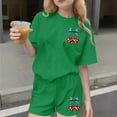 thumbnail image 3 of Stamzod Girls Summer Clothes Casual Short Sleeve T-Shirt & Short Set 4Th Of July 2 Piece Outfits Green 14-15Years, 3 of 7
