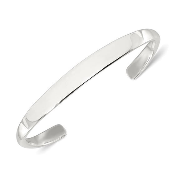 Sterling Silver Step Flat Cuff Bangle Bracelet