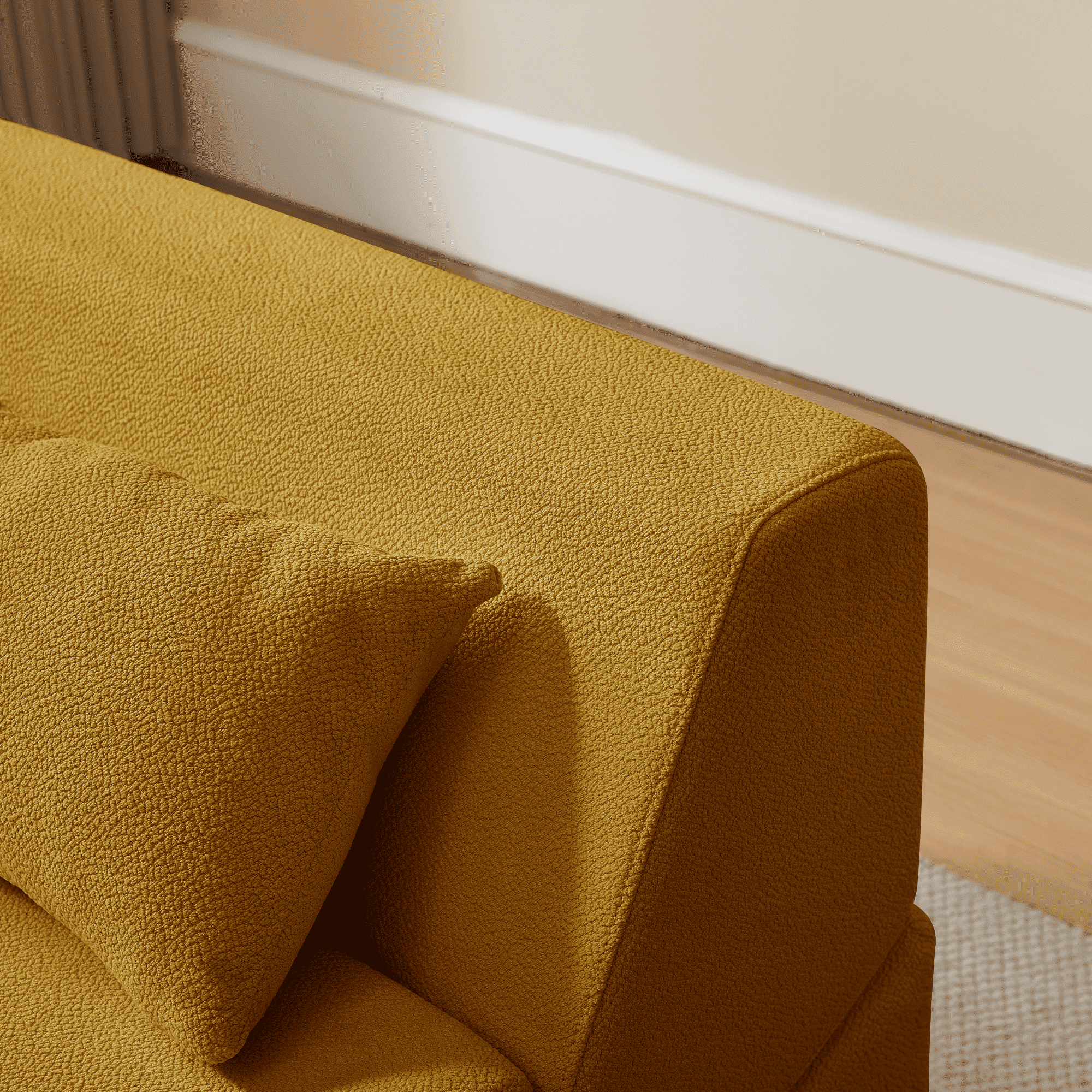 MAYEERTY Leisure Convertible Alpaca Wool Fabric Sofa Chair Modern 2-in-1 Functional Compressed Sofa Bed Perfect for Small Space Living Room Dormitory Apartment Study