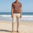 thumbnail image 4 of Men's Polo Shirts Golf Solid Color Shirt Business Casual Short Sleeve Knit Silk Smooth Drape Comfortable Collar Shirts for Men Coffee XL, 4 of 9