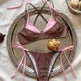 thumbnail image 4 of Top-kevin Women's Polka Dot Bikini Set Double Layer Halter Swimsuit Colorblock Side Tie 2 Piece Bathing Suit, 4 of 6
