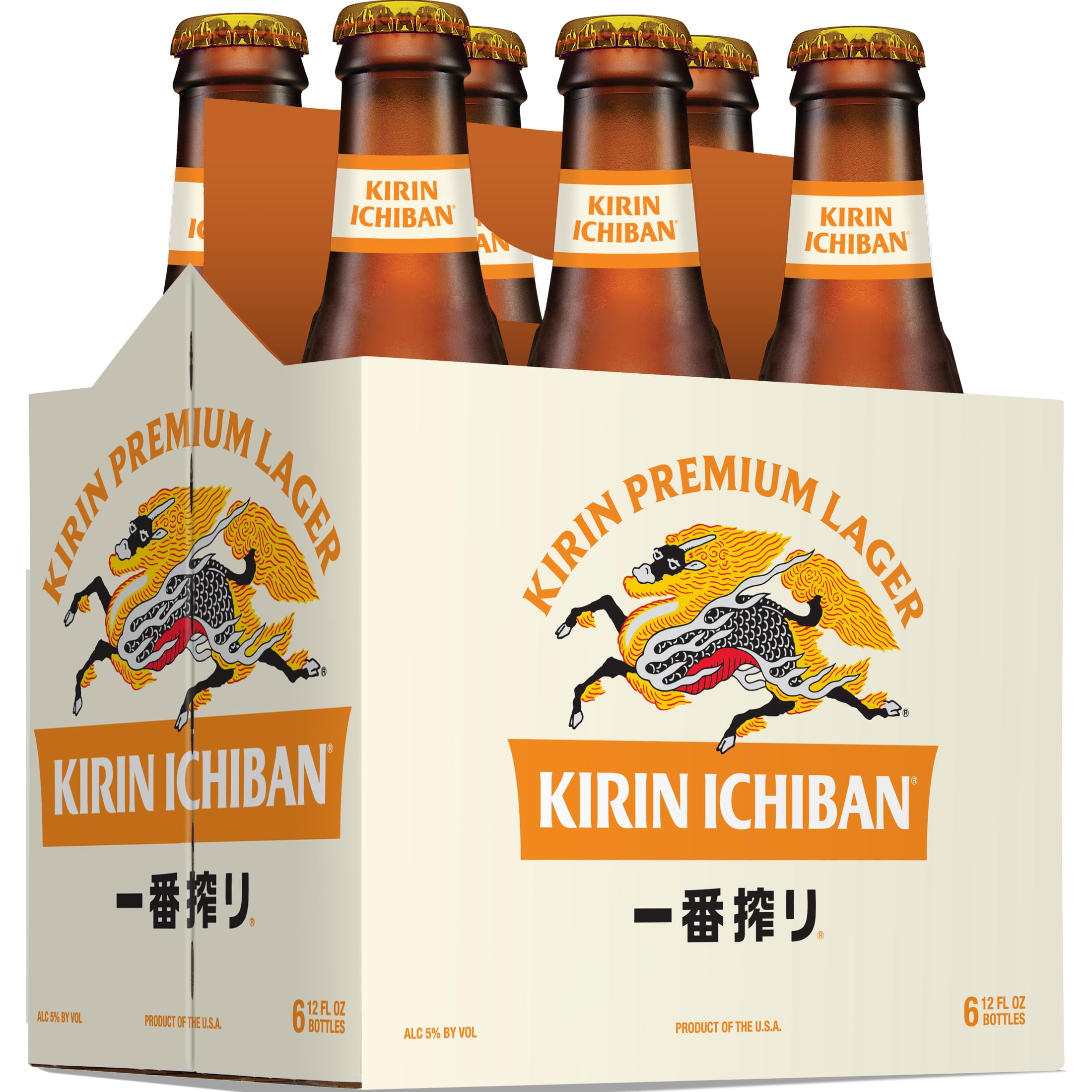 Kirin Ichiban Premium Lager Beer, 6 pack, 12 fl oz Bottles, 5% ABV