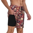 thumbnail image 2 of Bingfone Skull record Guitar music for Men's Double Layer Swimming Trunks with Lining, Drawstring Style with Pockets Beach Shorts Men's Swimsuit-Small, 2 of 6