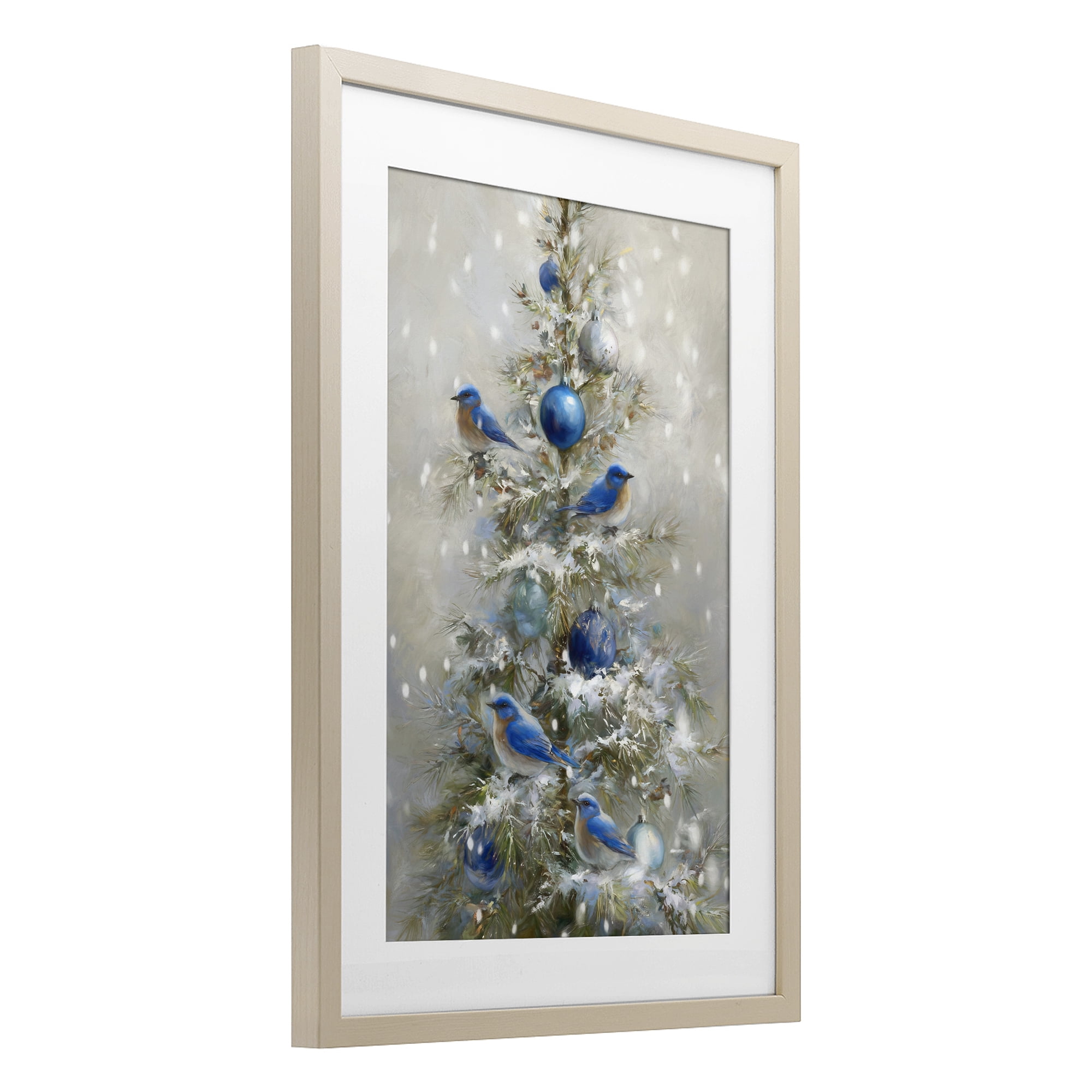 Stupell Industries Blue Bird Christmas Tree Birch Framed Print Under Glass, design by Tina LeCour