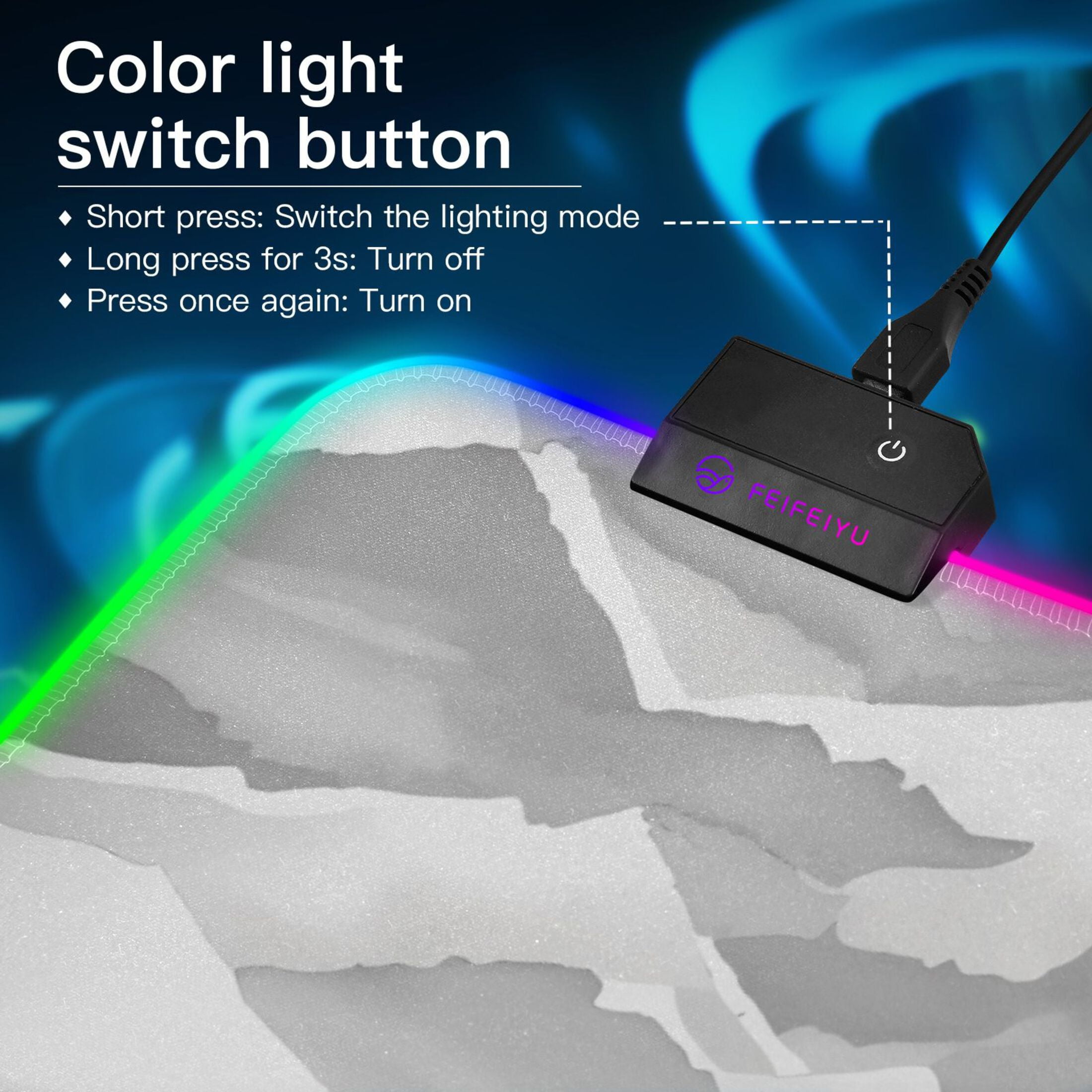 Large RGB Gaming Mouse Pad Led Glowing Mousepad Non-Slip Rubber Base 13 Light Modes 31.5x11.8 Watercolor Mountain Ridge