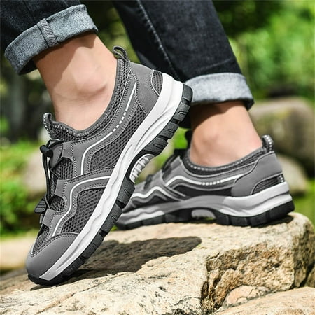 

Cathalem Sneaker Men Fashion Summer And Autumn Men Hiking Shoes Non Slip Sole Mesh Breathable Comfortable Sneaker Stretcher Men Grey 9