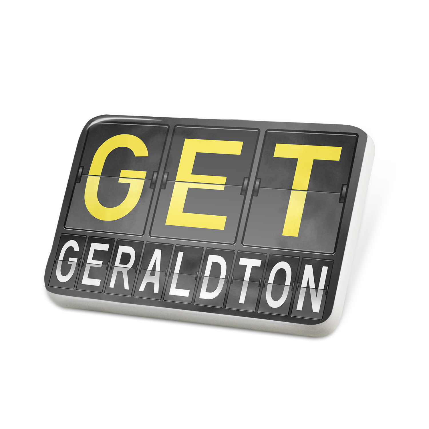 Porcelein Pin GET Airport Code for Geraldton Lapel Badge NEONBLOND