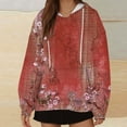 thumbnail image 2 of WREESH Women's Oversized Long Sleeve Hoodie Vintage Floral Printed Pullover Sweatshirt for Casual Wear Wine, 2 of 5