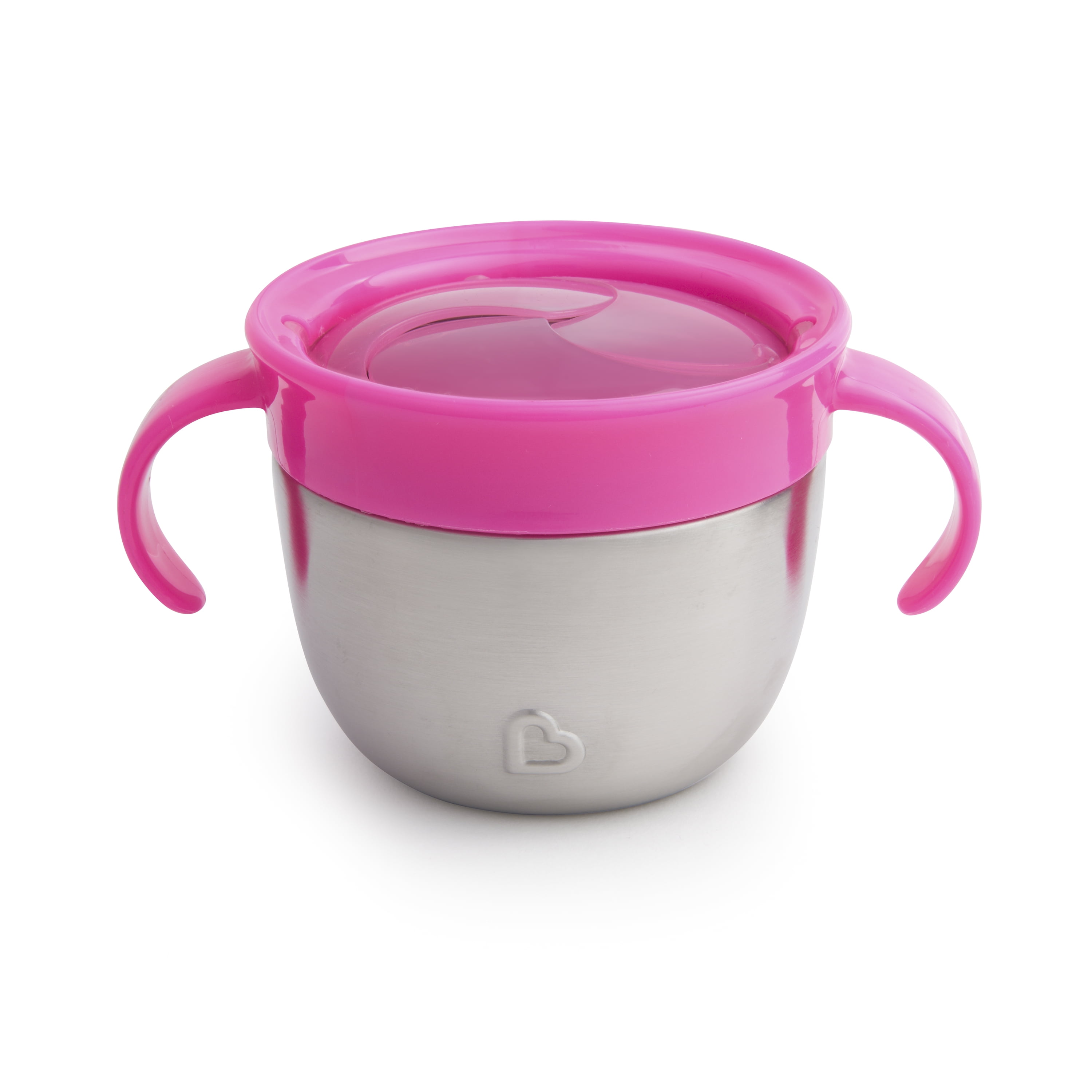 Munchkin® Snack+™ Stainless Steel Toddler Snack Catcher Cup with Lid, 9 oz, Pink, Unisex