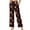Deer Skull Rose Heart Print Black, variant on Leaf Print White Navy Blue Womens High Waist Casual Pants Drawstring Wide Leg Vacation Comfy Lounge Trousers Stylish Flowy Loose Fit Slacks with Side Pockets, L