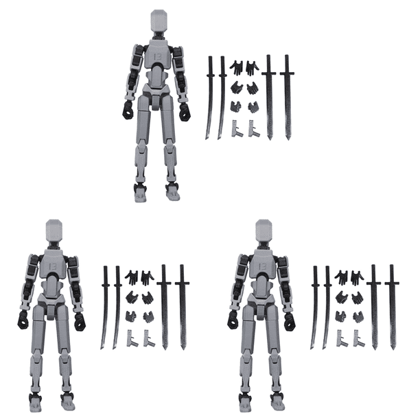 1 Juego Figuras Acción Maniquí 3D Robot Con Múltiples Articulaciones 13 (gris)