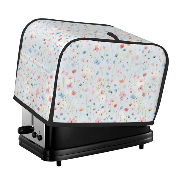 Funda para tostadora de 2 rebanadas con diseño floral, funda protectora contra el polvo y las huellas dactilares para pan, de poliéster, fundas para pequeños electrodomésticos de cocina