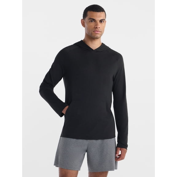 Athletic Works Men's Tri Blend Long Sleeve Tee Shirt with Hood, Sizes XS-4XLT
