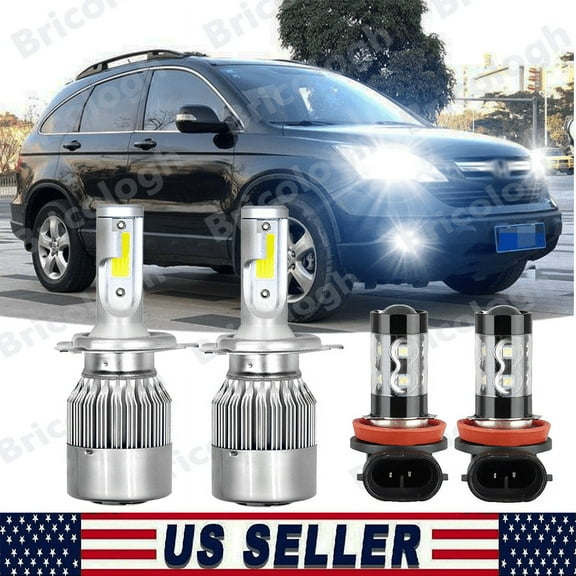 LED Headlight   Fog Lights High&Low Beam Bulb White For Honda CRV CR-V 2007-2014