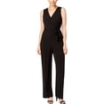 thumbnail image 1 of NY Collection Combinaison à Jambes Larges en Jersey Ceinturé pour Femmes, Noir, Petite, PM, 1 of 2