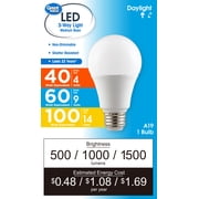 Great Value 3-Way A19 LED Light Bulb, 40/60/100 Watt Equivalent, Daylight, E26 Medium Base, 1 Pack