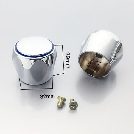 

2X Replacement Bathroom Hot & Cold Tap Top Head Covers Chrome Plated Parts