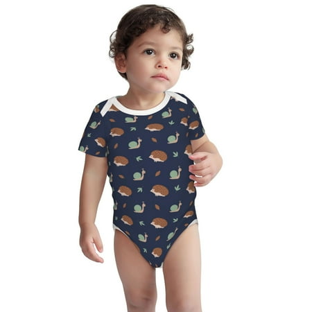 

Kdxio Hedgehog And Snail Pattern Unisex Baby Cotton Short Sleeve Bodysuits-6 Months
