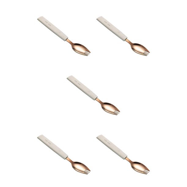 Naiovety 2 en 1 Sopa Ensalada Spork Material de paja de trigo Mango Cuchara de acero inoxidable Vajilla para el hogar Vajilla Type2 NO2 Naiovety CBP067739