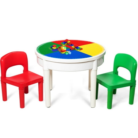 Costway 3 In 1 Kids Activity Table Set, Kids Round Play Table