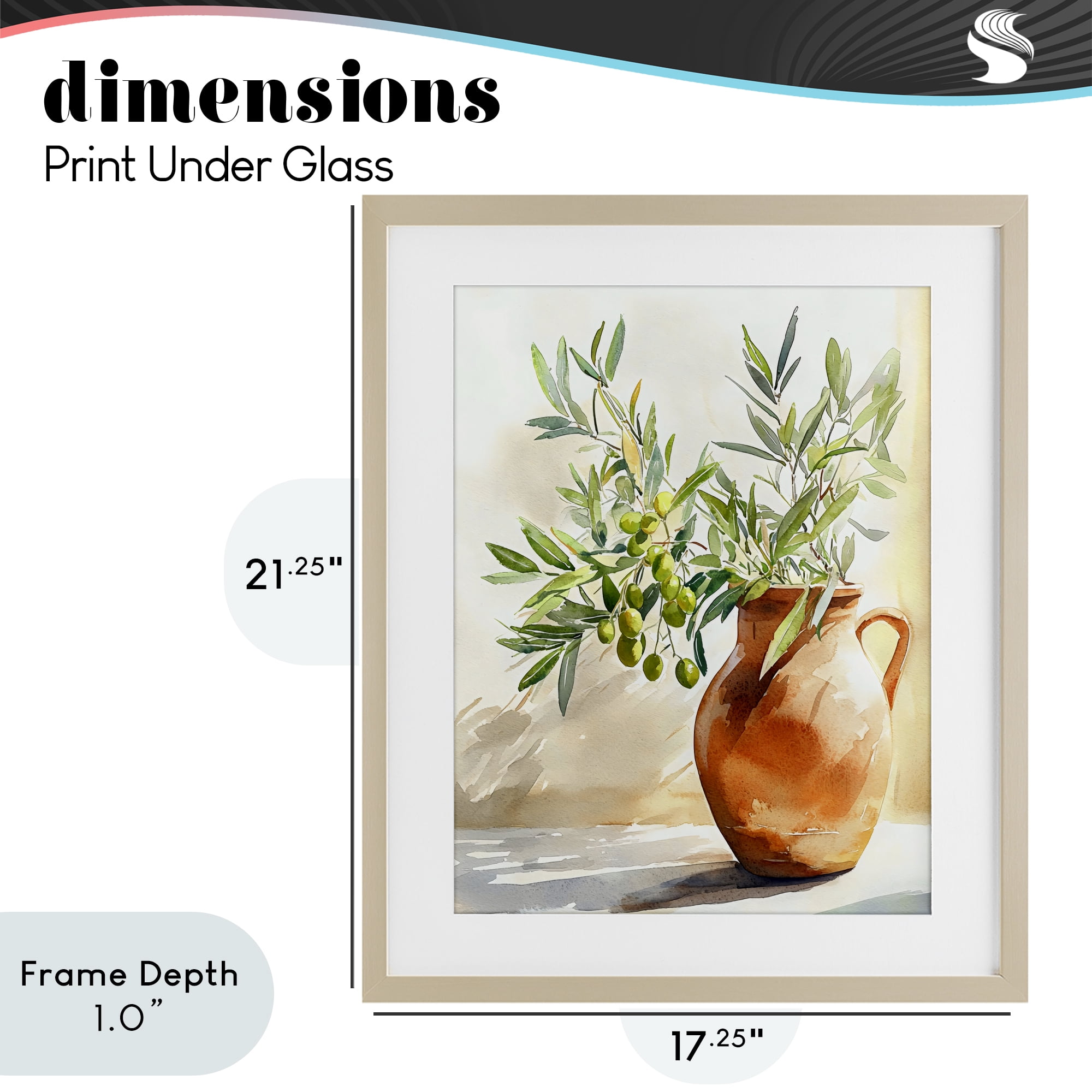 Stupell Industries Olive Branch in Terracotta Vase Birch Framed Print Under Glass, design by LSR Design Studio
