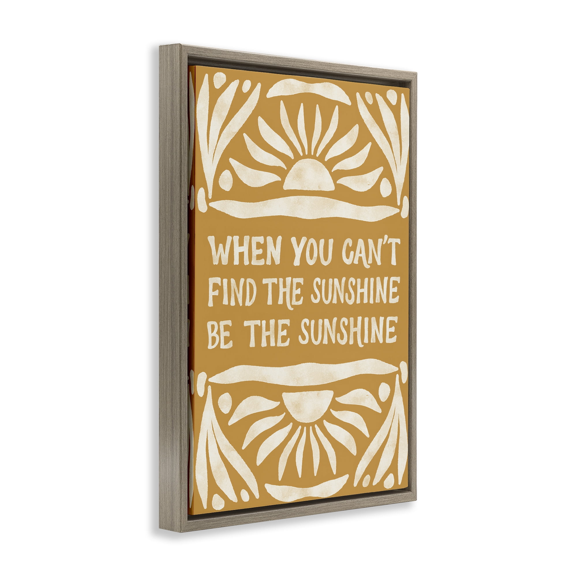 Stupell Industries Boho Be The Sunshine Text & Numbers Painting Brown Floater Framed Canvas Art Print Wall Art, 17 x 25