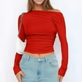thumbnail image 2 of Women's Casual Long Sleeve Off The Shoulder Crop T-Shirts Slim Fit Going Out Boat Neck Tops for Everyday Wear, 2 of 4