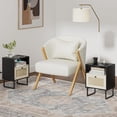 thumbnail image 5 of Boho Night Stand, Small Rattan Side Table, Wood Functional Nightstand with Drawer and Charger, 5 of 7