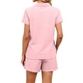 thumbnail image 4 of ASDFVBKG Polo Shirts Set for Women Short Sleeve Collared Button Golf Tee and Shorts Cotton Business Casual Summer Work Tops Pink 2XL, 4 of 8