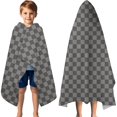 thumbnail image 3 of Gray and Black Checkerboard Pattern Hooded Bath Towel，60"x35" for Ages 3 To 12 Kids, Quick Dry Lightweight Soft Microfiber Hood Beach Towel Cover Up for Kids, 3 of 7