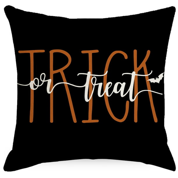 Fundas de almohada de 18 x 18 Juego de 4 fundas de cojín decorativas de calabaza Fundas de almohada de lino suave con cremallera para sofá cama