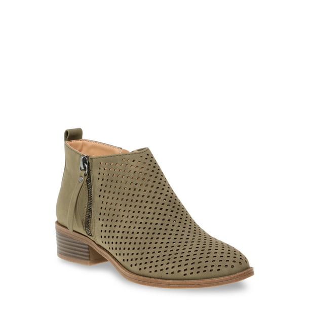 Time and Tru Women's Perforated Booties, Wide Width Available - Walmart.com