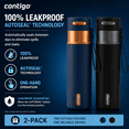 thumbnail image 2 of Contigo AUTOSEAL® 24 oz Leakproof Water Bottle 2-Pack – Abyss Blue with Bronze & Black with Gunmetal – BPA-Free, Spill-Proof, Carry Strap, Reusable Water Bottles, 2 of 8
